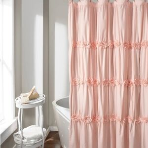 Lush Darla 72×72 Shower Curtain. Features Ruching And Hand Embelishments